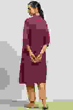 Red Rayon Slub Printed Straight Kurta image number 3