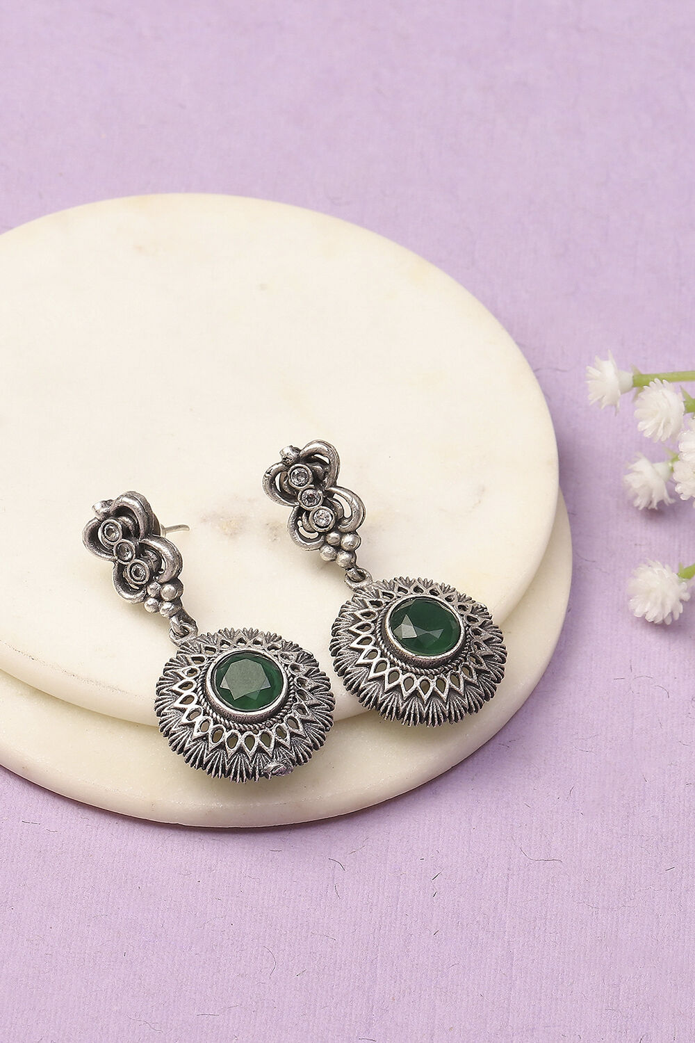 Apple Green Oxidised Alloy Earrings image number 0