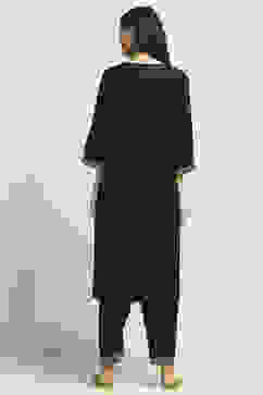 Black Viscose Rayon Printed Straight Kurta Pants Set image number 4