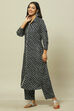 Black LIVA Woven Straight Kurta Suit Set image number 0