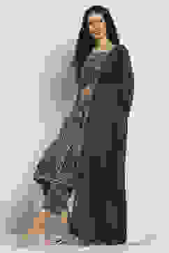 Indigo Cotton Printed Staright Suit Set image number 0