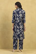 Navy Blue Viscose Blend Straight Kurta Pants Set image number 4
