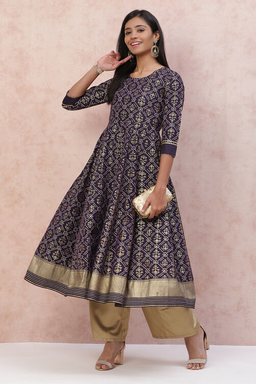 Blue Art Silk Kalidar Kurta Dress image number 0