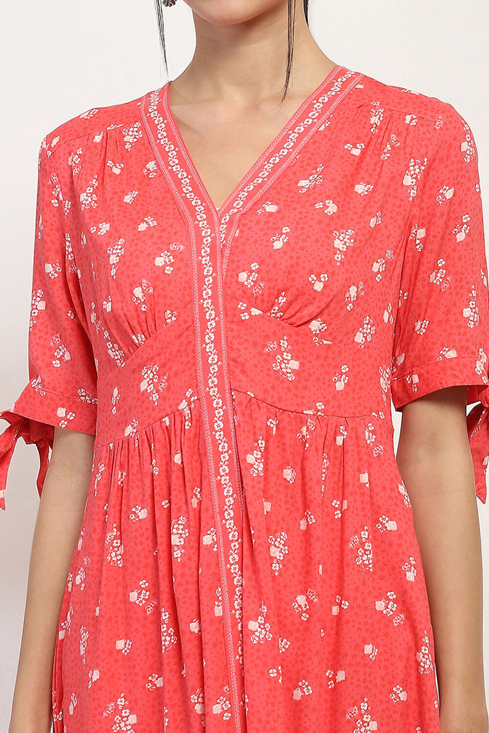 Coral Printed Flared Dress image number 1