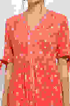 Coral Printed Flared Dress image number 1