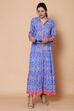 Blue Viscose Rayon Tired Dress image number 5