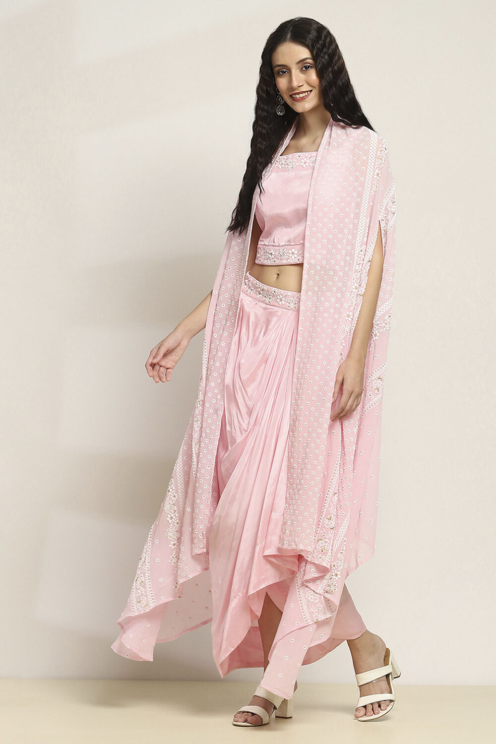 Pink Viscose Skirt Set image number 7