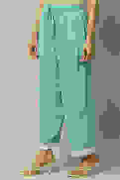 Sea Green Rayon Slub Straight Palazzo image number 2