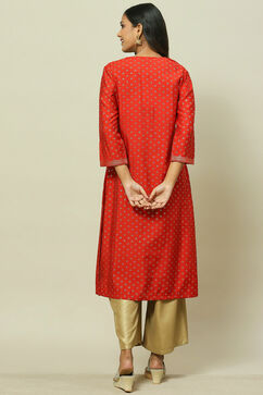 Rust LIVA Straight Kurta image number 4