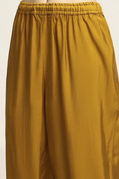 Mustard Viscose Blend Printed Kalidar Suit Set image number 2