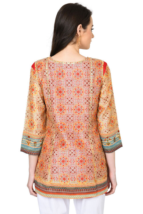 Beige Straight Polyester Reversible Kurta image number 5