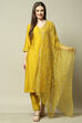 Yellow Organza Straight Suit Set image number 7