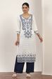 White Viscose Rayon Straight Kurta Pants Set image number 7