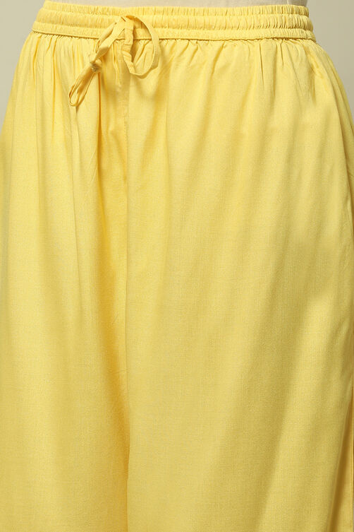 Yellow Rayon Straight Suit Set image number 2