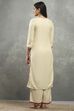 Beige Viscose Straight Kurta Pants Set image number 4