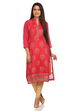 Pink Straight Poly Chanderi Kurta image number 0