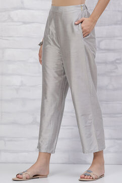 Silver Art Silk Palazzo Pants image number 2