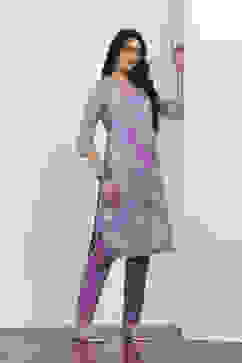 Purple Cotton Kurta Pants Set image number 0