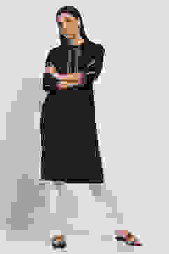 Black Cotton Printed Straight Kurta image number 5