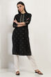 Black Cotton Straight Kurta image number 5