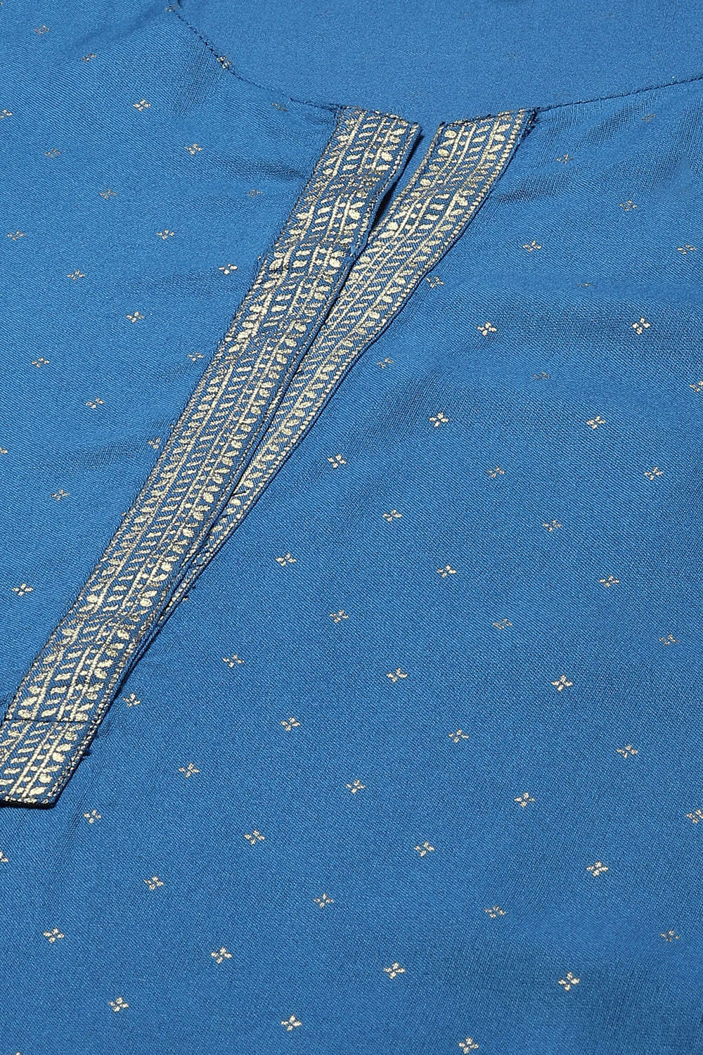 Blue LIVA Straight Printed Kurta image number 1