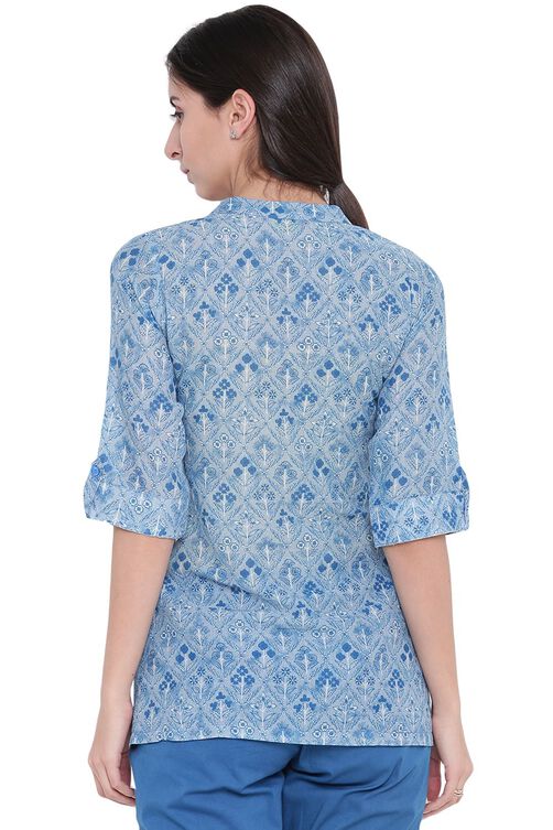 Light-Blue Cambric Indie Top image number 4