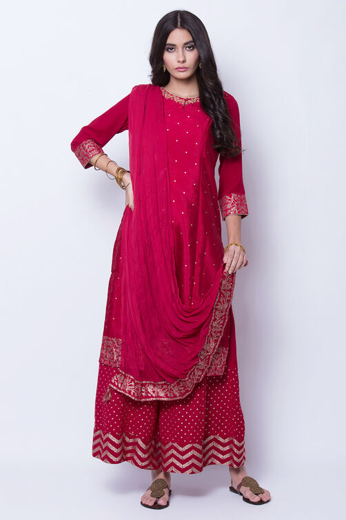 Maroon Polyester Chiffon Dupatta image number 1
