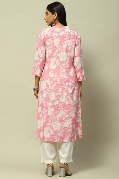 Pink Rayon Staight Kurta image number 3