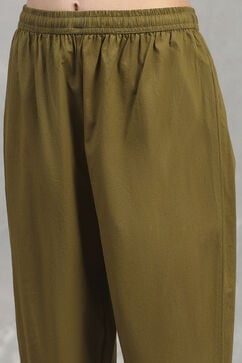 Green Cotton Printed Straight Kurta Pants Set image number 2