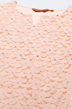 Peach Cotton Straight Kurta image number 1