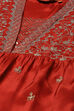 Rust Viscose Gathered Embroidered Kurta Palazzo Suit Set image number 1