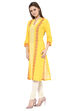 Yellow Straight Rayon Kurta image number 3