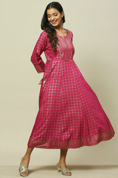 Magenta LIVA Kalidar Dress image number 0