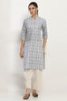 Grey Cotton Straight Kurta image number 5