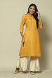 Yellow LIVA Straight Printed Kurta image number 5