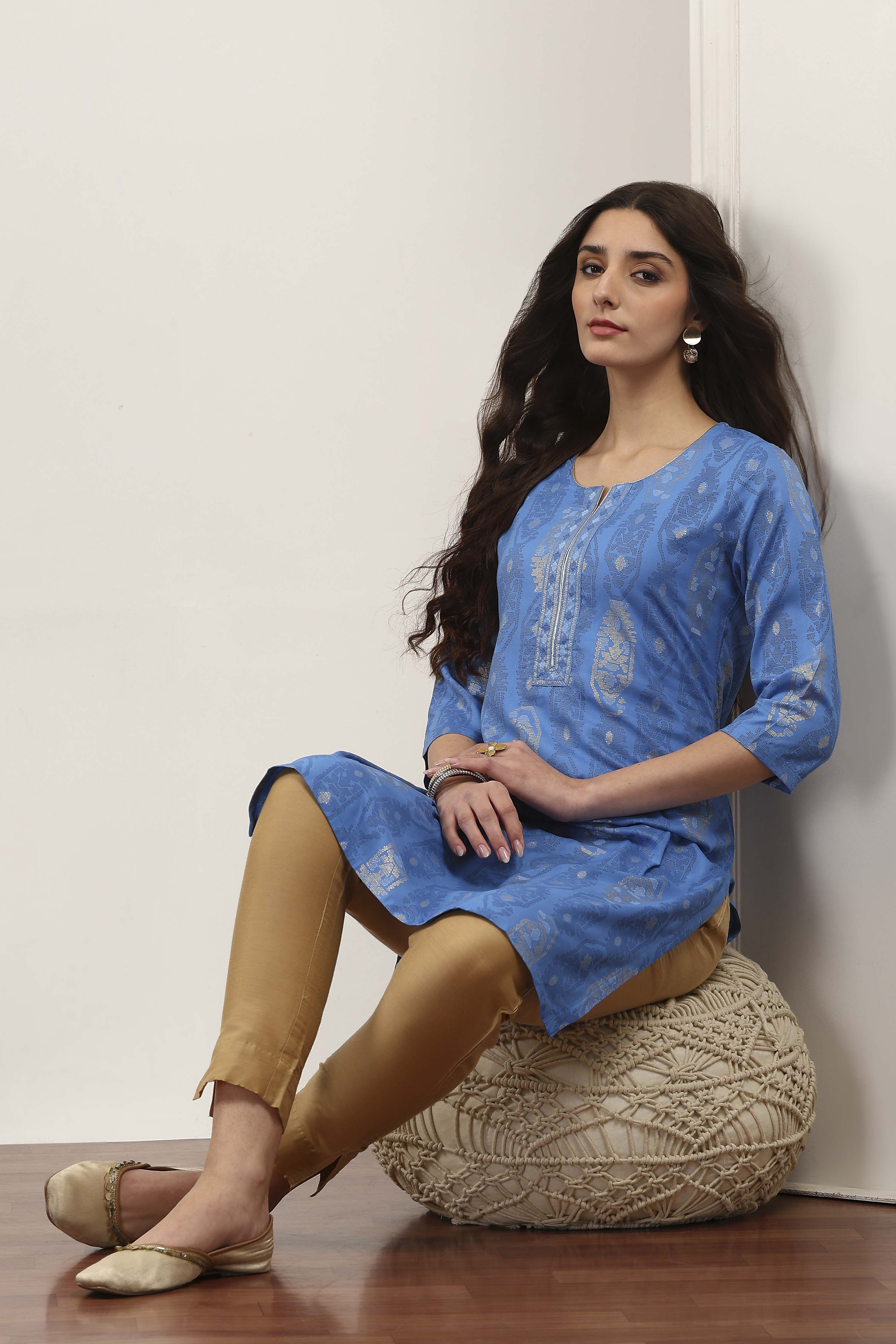 Blue Rayon Straight Kurtas image number 0