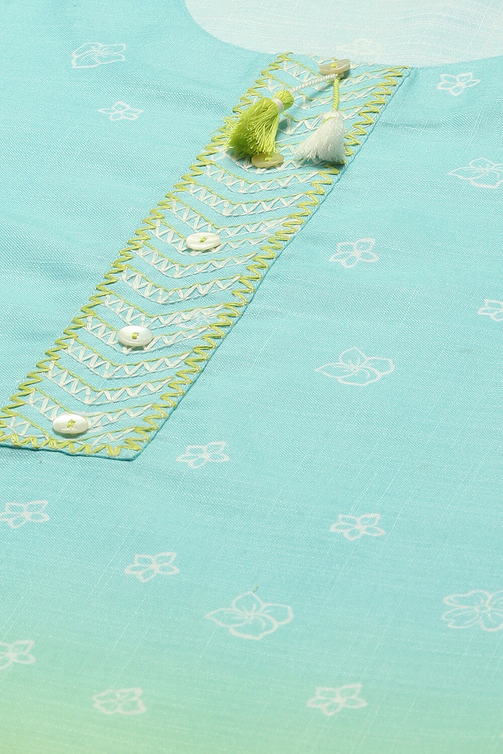 Aqua Blue Green Ombre Printed Straight Kurta Set image number 1