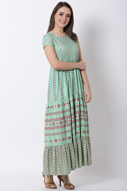 Mint Green Viscose Dress image number 3