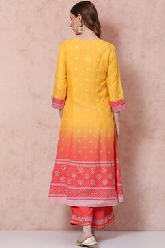 Yellow LIVA Kalidar Kurta image number 4