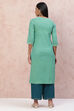 Green Cambric Cotton Straight Kurta image number 4