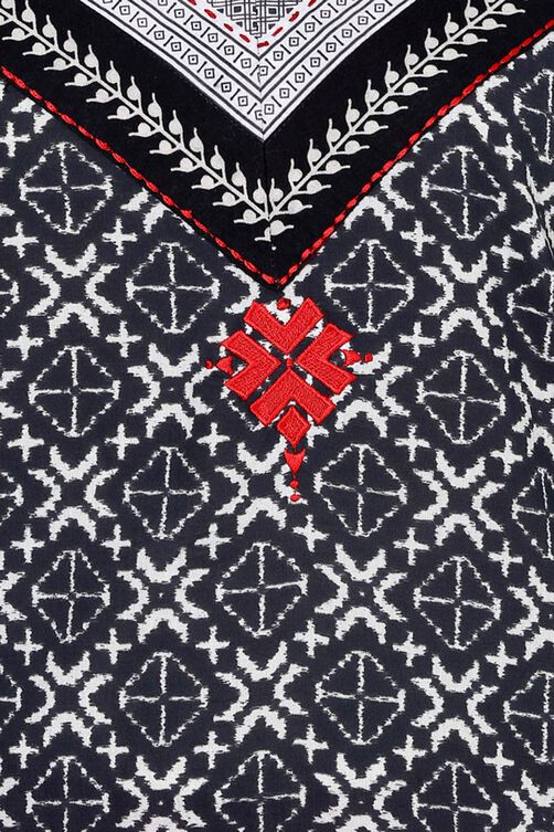 Black Straight Cotton Kurta image number 1