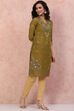 Pink Art Silk Floral Kurta image number 3