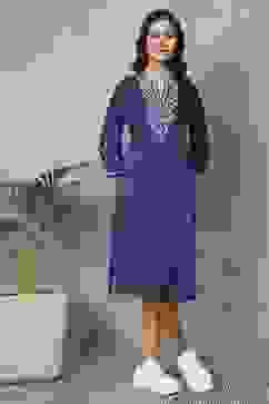 Blue Rayon A-Line Dresses image number 4