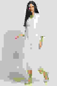 White Printed Flared Kurta image number 2