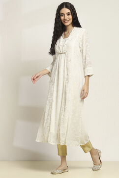 White Polyester Flared Kurta image number 2