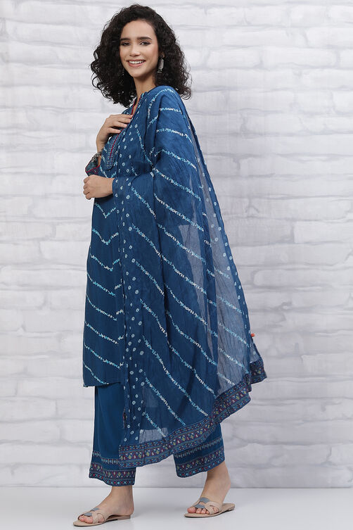 Indigo Cotton Blend Shibori Dupatta image number 0