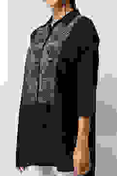 Black Printed Straight Hi-Low Top image number 1