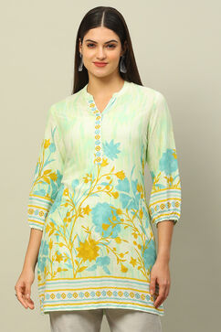 Green Rayon Printed Straight Top image number 5
