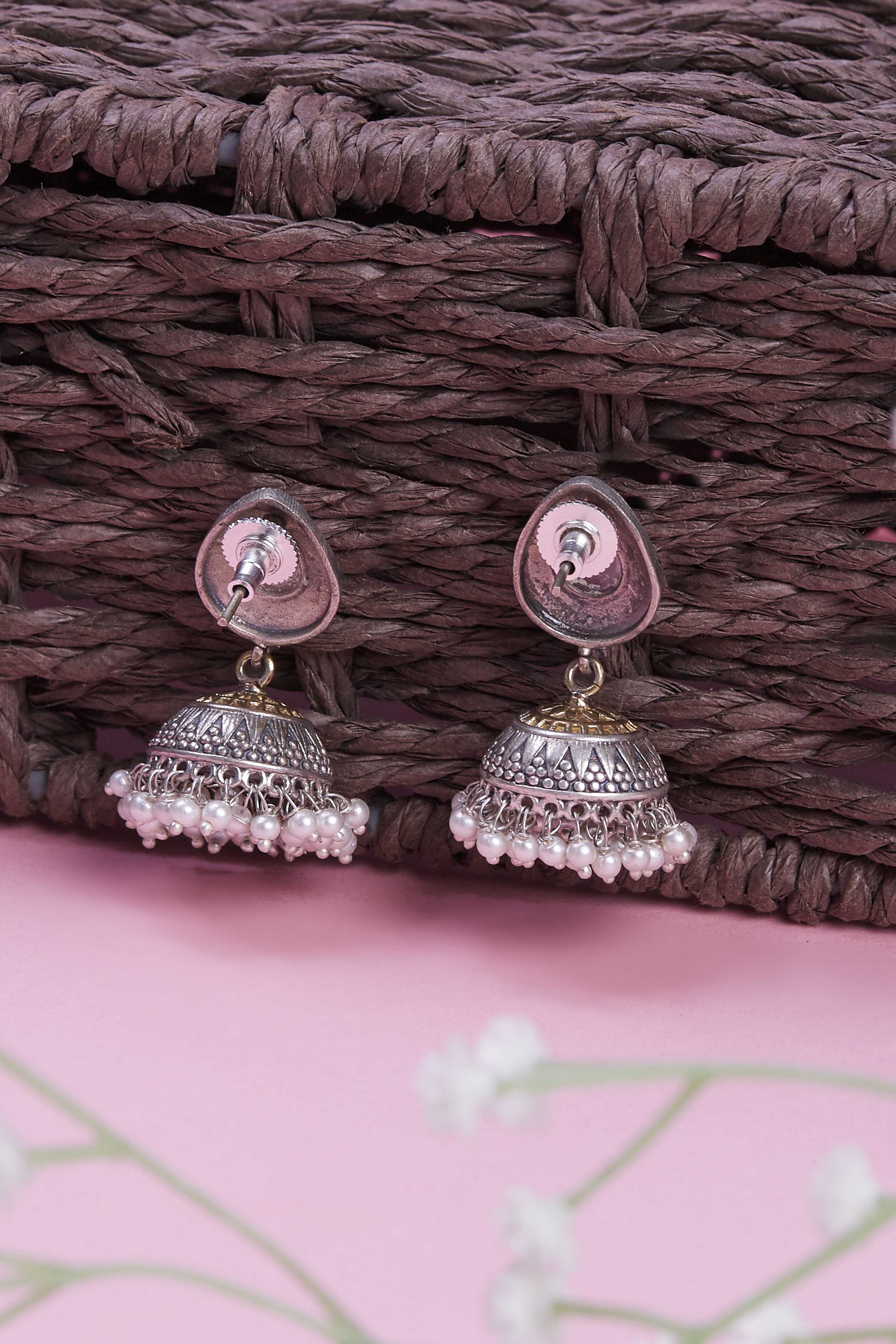 Light Pink Brass Jhumka image number 2