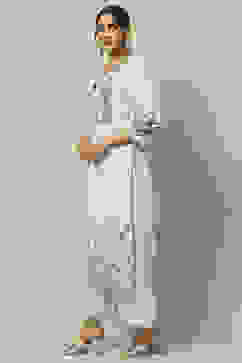 Blue Rayon Tiered Kurta image number 3